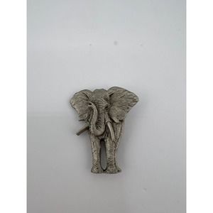 Vintage Jewelry Fort Elephant Trunk Up Animal Pewter‎ Pin Brooch Collectible